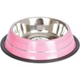 Iconic Pet Color Splash Stripe NonSkid Pet Bowl, 8 Oz, Pink