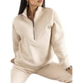 thumbnail image 1 of Innerwin Tracksuit Set Long Sleeve Womens Lounge Sets Exercise Solid Warm Two Piece Outfit Beige S, 1 of 5