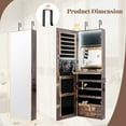 thumbnail image 3 of Gymax Mirror Jewelry Cabinet 96 LED Lights Wall Door Mounted Armoire w/ Makeup Rack, 3 of 10