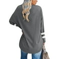 thumbnail image 3 of LUXUR T-shirt pour Femmes à Blocs de Couleur T-shirt à Manches Longues Tee Décontracté Hauts Col Rond Chandail Gris Foncé m, 3 of 3