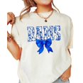 thumbnail image 2 of Rams Blue Floral Bow Shirt for Women & Teens Trendy Team Spirit Sports Fan Graphic Tee Ivory Shirt Adult X-Large, 2 of 7
