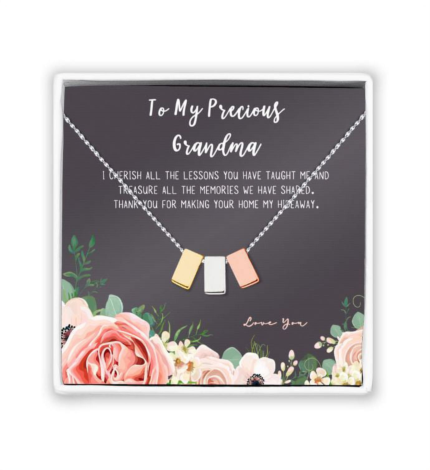 Mother's Day Gift for Grandma, Mothers Day Gift for Grandma, Gift for Her, Necklace and Card Mother's Day Gift with Gift Box and Ships Next Day! [Multi Color Cube, No-Personalized Card]