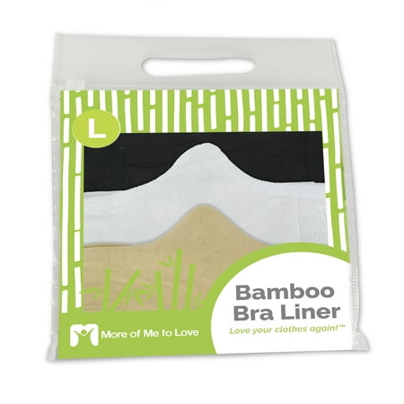 100% Pure - Bamboo Cotton Bra Liner (3pk, L) - Wicking, antibacterial,