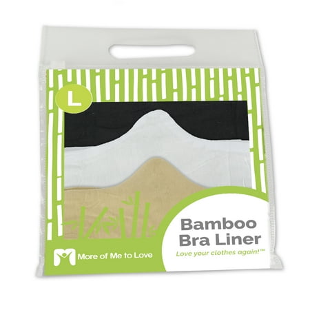100% Pure - Bamboo Cotton Bra Liner (3pk, L) - Wicking, antibacterial, odor-proof