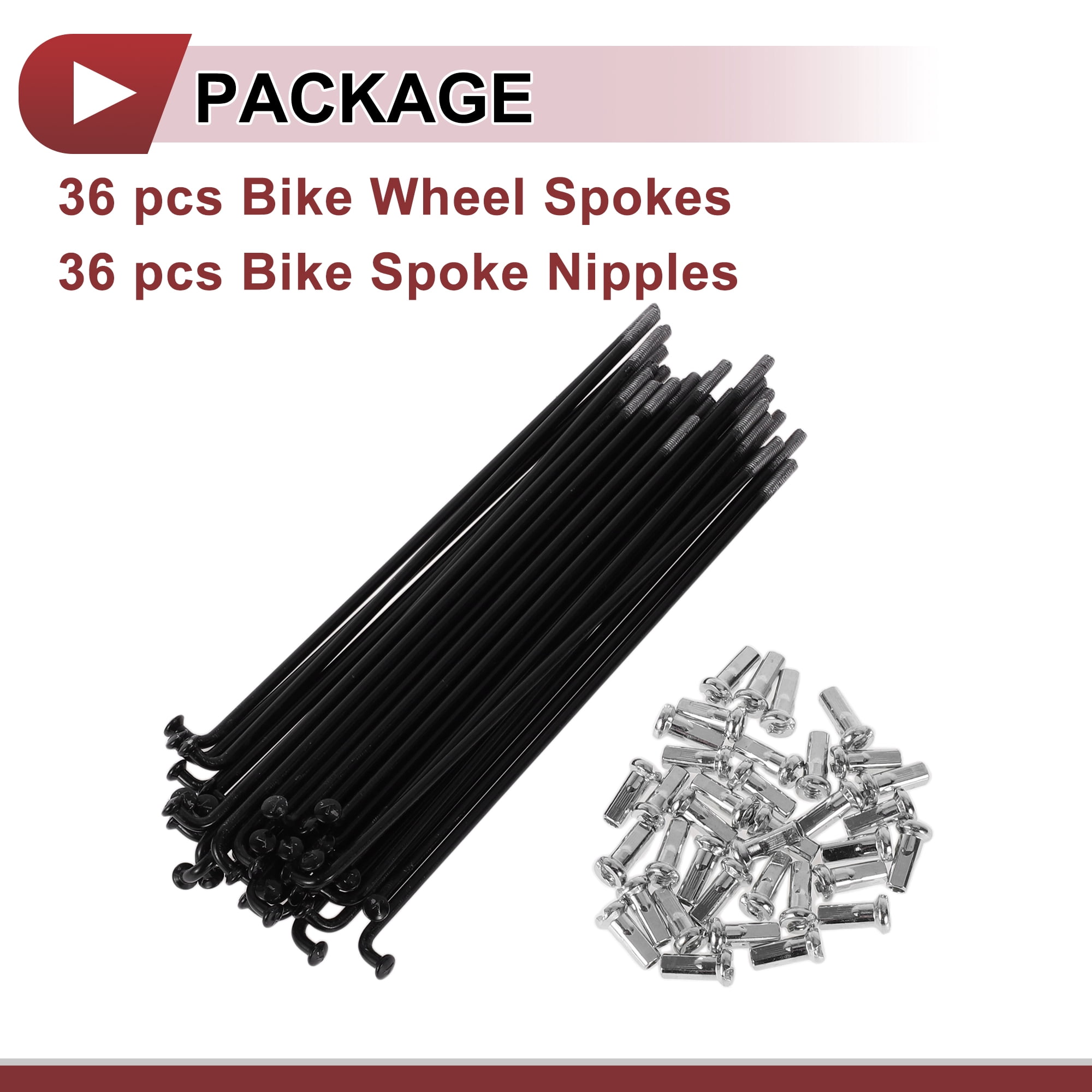 Unique Bargains 36 Set 12G Bicycle Spokes 12G Bike Wheel Spokes 45 Steel Black-127mm