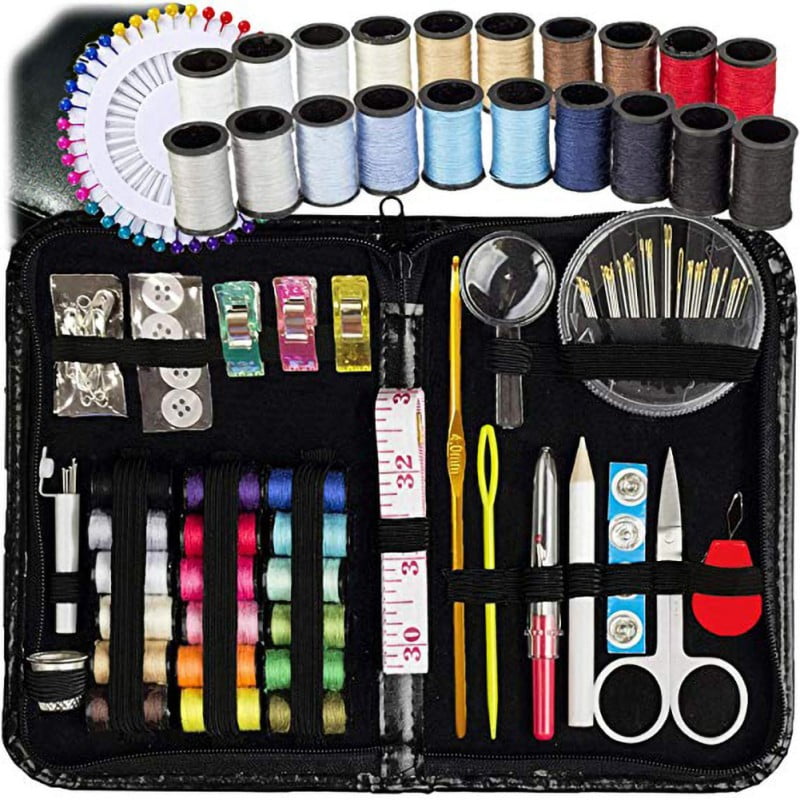Travel Sewing Kit Set Beginner PU leather Case Emergency Accessories Supplies 