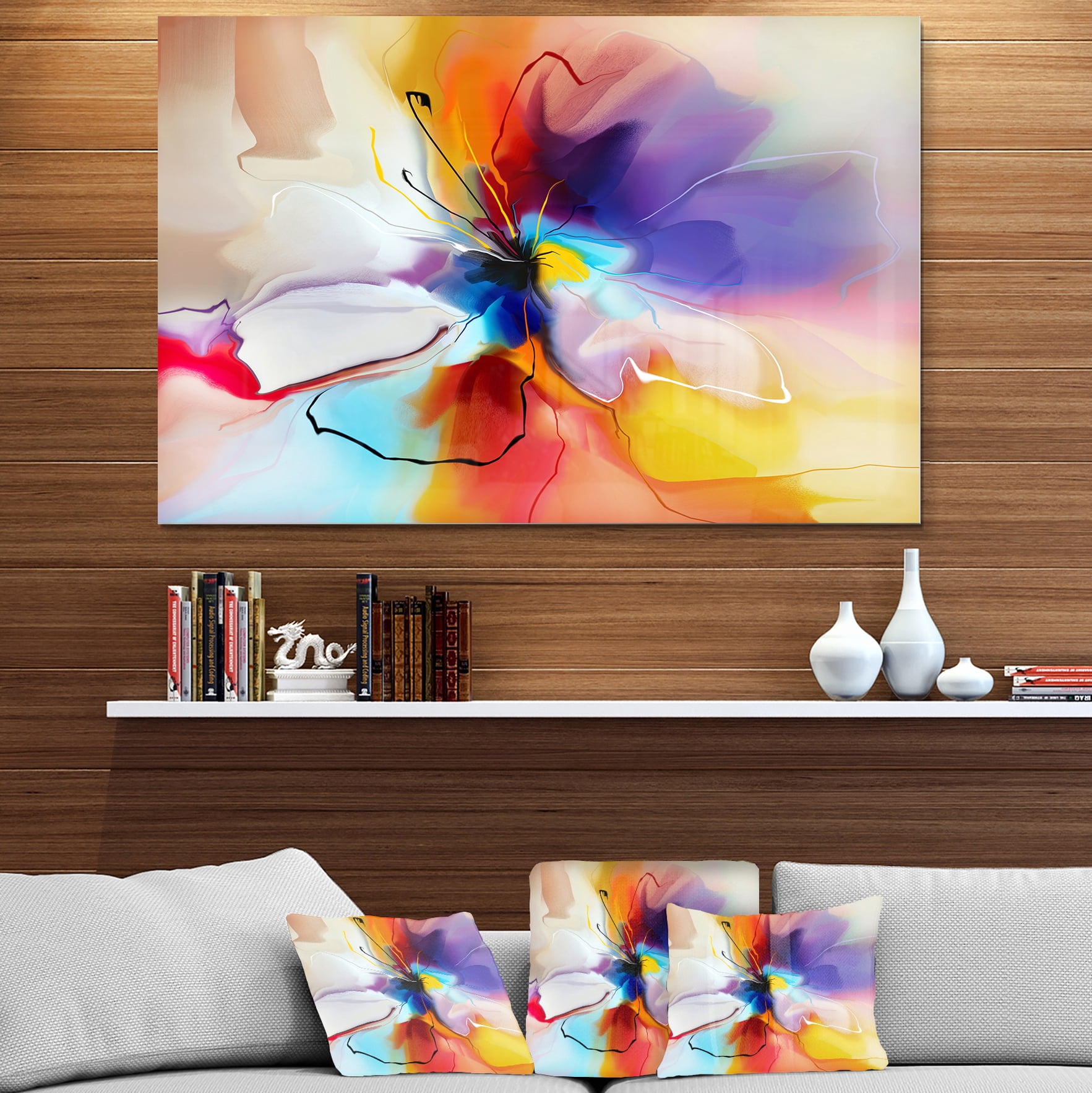 Designart 'Creative Flower in Multiple Colors' Metal Wall Art