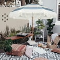 thumbnail image 6 of AMMSUN 7ft Patio Umbrella with Fringe Tassel Outdoor UPF50+ Shade Tilt Shelter,Dusty Blue Stripes, 6 of 9
