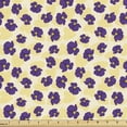 thumbnail image 1 of Flowers Fabric by the Yard, Botanical Theme Romantic Illustration Purple Flowers Along Yellow Hearts Pattern, Decorative Upholstery Fabric for Chairs & Home Accents, Multicolor by Ambesonne, 1 of 5