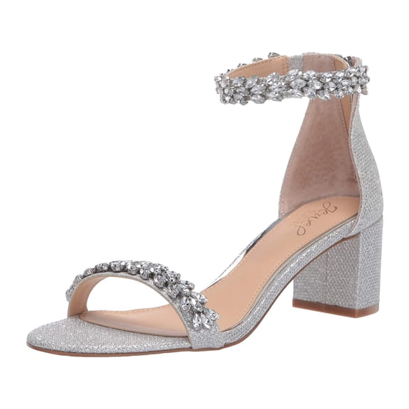 BADGLEY MISCHKA Women's Shoes Bronwen Fabric Peep Toe, Silver Fabric, Size 6.5