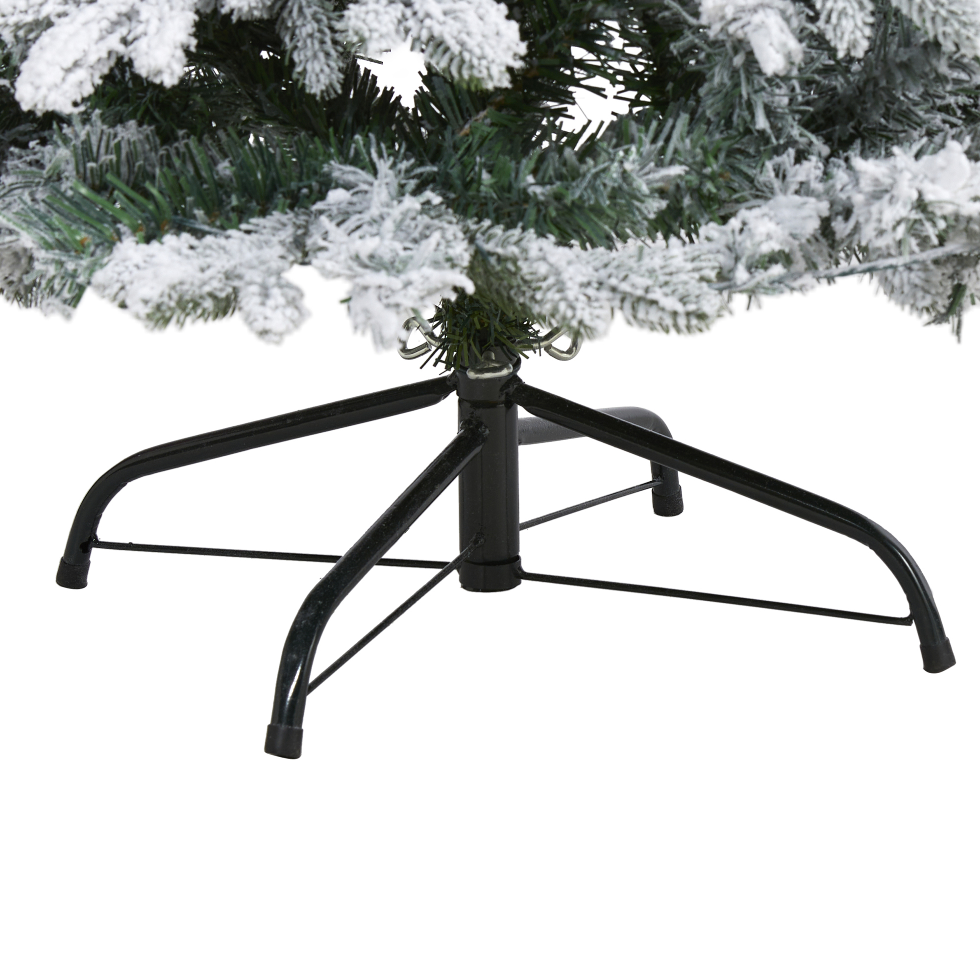 Nearly Natural 4' Green Flocked Mixed Pine Artificial Christmas Tree Prelit 100 Clear LED Lights