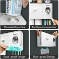 thumbnail image 4 of WEKITY Multifunctional Wall-Mounted Toothbrush Holder, Automatic Toothpaste Dispenser Space Saving Toothbrush Organizer, 2 Cups and Drawers Cosmetic Organizer (Grey), 4 of 7