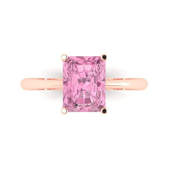 Clara Pucci 14K Rose Gold 2.5ct Pink Solitaire Ring for Women