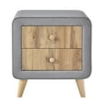 thumbnail image 5 of Upholstered Wooden Nightstand with 2 Drawers, Bedside Table Storage Cabinet with Handles and Rubber Wood Legs, 5 of 8