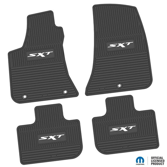 Charger Floor Mats 11-24 Dodge Charger RWD 4 Piece Custom Vintage Scene w/ SXT Insert - Black w/ White Insert FlexTread
