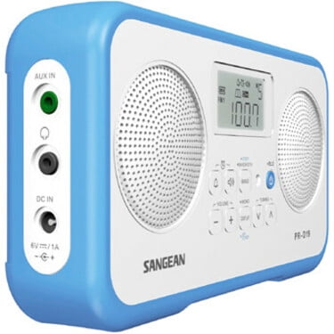 Sangean PR-D19BU FM Stereo/AM Digital Tuning Portable Radio with Protective Bumper (White/Blue)
