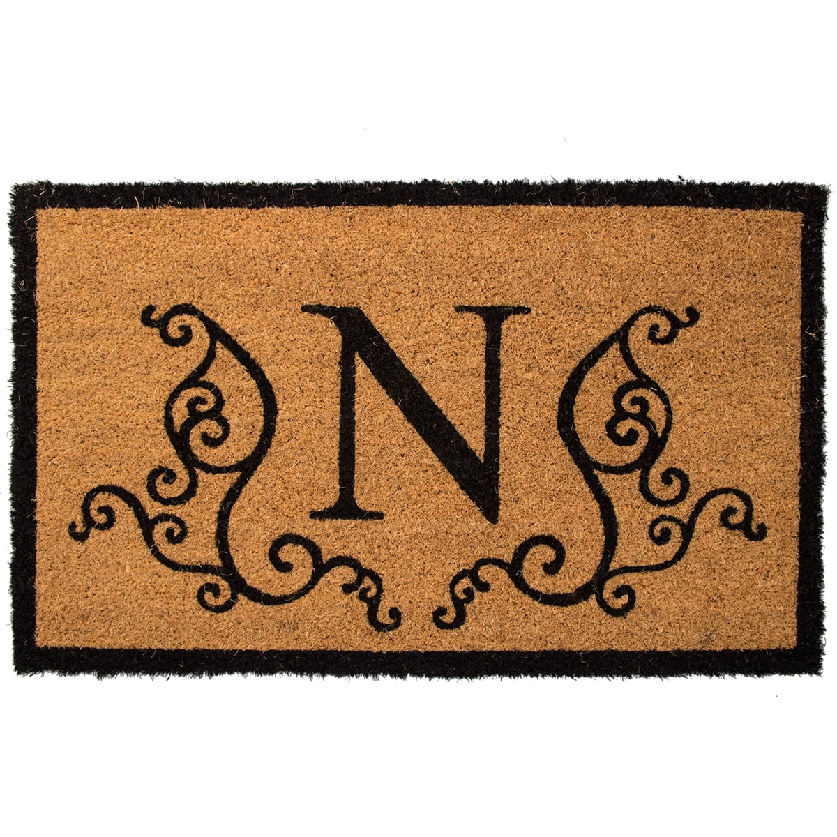 103331846 Regency Monogram Doormat 18 x 46 x 1.5 Black/Natural Letter I 