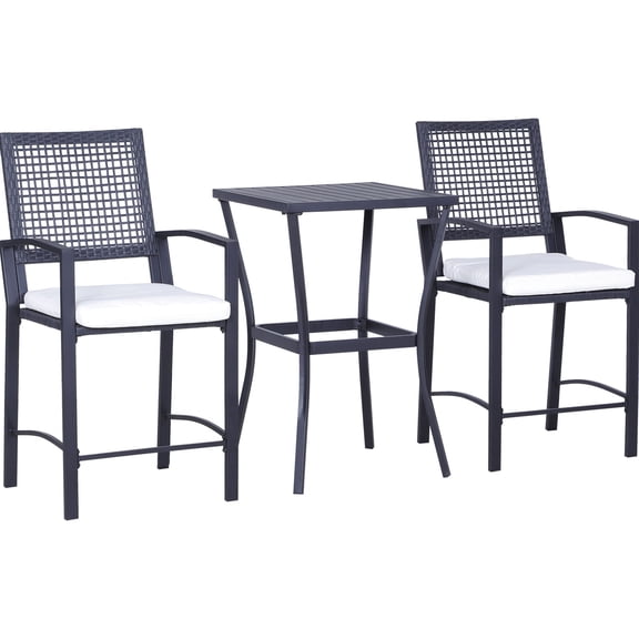 3pcs Patio Furniture Set with Steel Frame and Wicker Woven / All-Weather Furniture for Backyards