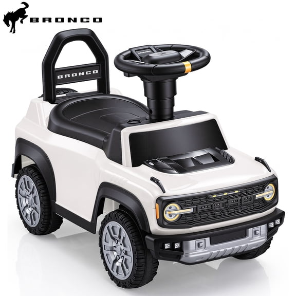 Ford Bronco Ride On Car for Toddlers 1-3, Ride On Toys with Steering Wheel, Music, Horn & Engine Sounds, Under Seat Storage, Silent Wheels, Easy Push Footto Floor Car for Boys & Girls, Black