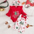 thumbnail image 2 of sdbrld Newborn Baby Girl My 1st Christmas Outfits Long Sleeve Romper with Pants Headband 3Pcs Infant Fall Winter Clothes Red Sizes 3-6 Months, 2 of 9
