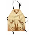 thumbnail image 1 of Animal Apron Three Cats Feline Familly Asian Siamese Babies Kittens with Ivy Background, Unisex Kitchen Bib Apron with Adjustable Neck for Cooking Baking Gardening, Tan and Pale Brown, by Ambesonne, 1 of 3