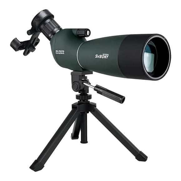 SVBONY SV28 Spotting Scopes with Tripod and Phone Adapter, Angled 25-75x70mm Spotter Scope, Waterproof Fogproof Spotting Scope with Desktop Tripod for Bir