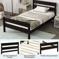 thumbnail image 5 of BTMWAY Twin Size Bed Frame, Modern Wood Platform Bed with Headboard and Footboard, Strong Wooden Slats Support, Heavy Duty Single Bed Frame, No Box Spring Needed, Espresso, 5 of 10