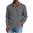 thumbnail image 5 of Busydd Mens Button Down Shirt with Front Pocket Solid Color Long Sleeve Shirts for Men Dressy Casual Turndown Collar Shirts 2XL, 5 of 9