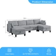 thumbnail image 3 of Puremind 6 Piece Modular Sectional Sofa with Movable Ottoman, U/L Shaped Sectional Couch with Storage, Convertible Sleeper Sofa for Living Room/Apartment, Light Gray, 3 of 6