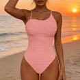thumbnail image 3 of cocolona Womens One Piece Swimsuit Sumemr Solid Color Slim Tummy Control Bathing Suit Vacation Beach Swimwear, 3 of 6