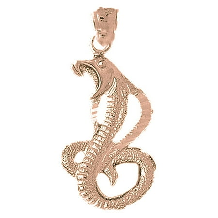 14K Rose Gold Cobra Pendant - 34 mm