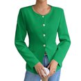 thumbnail image 2 of Solid Long Sleeveless Women Slim Fit Crew Neck Work Office Blazer Coat, 2 of 6