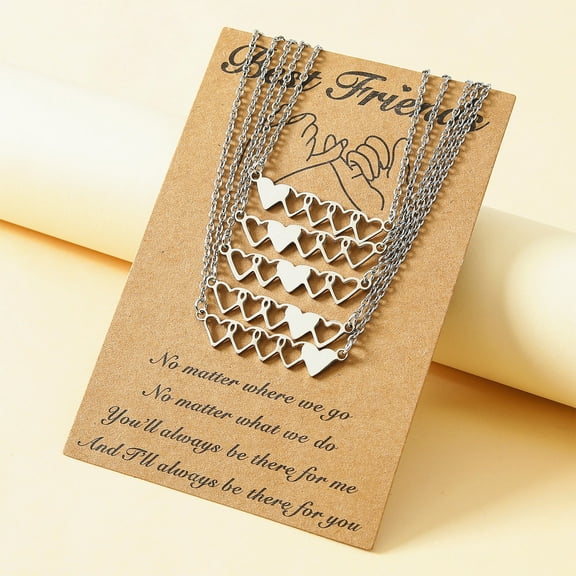 AOOOWER 5 Pieces/set Clavicle Chain Necklace Friend Necklace Heart Pendant Jewelry Gift