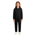 thumbnail image 3 of Boys Solid Hooded Onesie for Halloween, Full Zip Plush Jumpsuit with Ribbed, 3 of 5