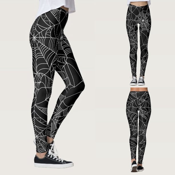 WILLBEST Pantalones de Yoga Con Estampado de Calabaza Para Mujer, Leggings Deportivos de Cintura Alta Elásticos Con Rayas Huecas Para Mayor Comodidad En El Entrenamiento Chica