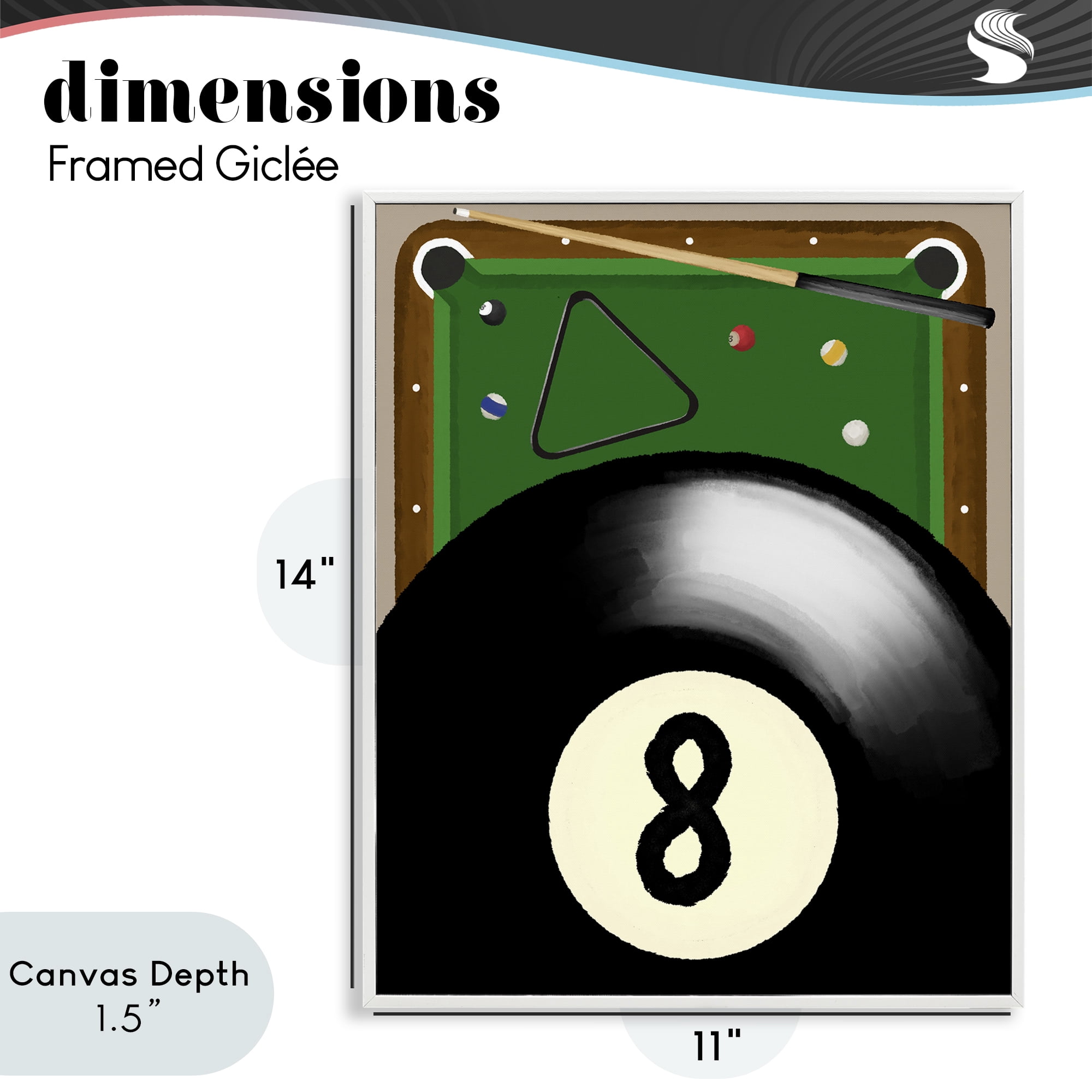 Stupell Industries Billiard Table & Balls White Framed Giclee Art, design by Jennifer Stith