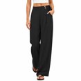 thumbnail image 5 of JYnXIANTI Wide Leg Pants for Women Loose Flowy High Waist Pants Breathable Beach Trousers Travel Outfit with Pockets(Black,Small), 5 of 7