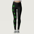 thumbnail image 2 of Arlun Patrick's Day Leggings for Women Elastic High Waisted Tummy Control Printed Slim Tights Pants Shamrock Irish Clover Soft Comfortable Yoga Sports Casual Pants Black L, 2 of 7