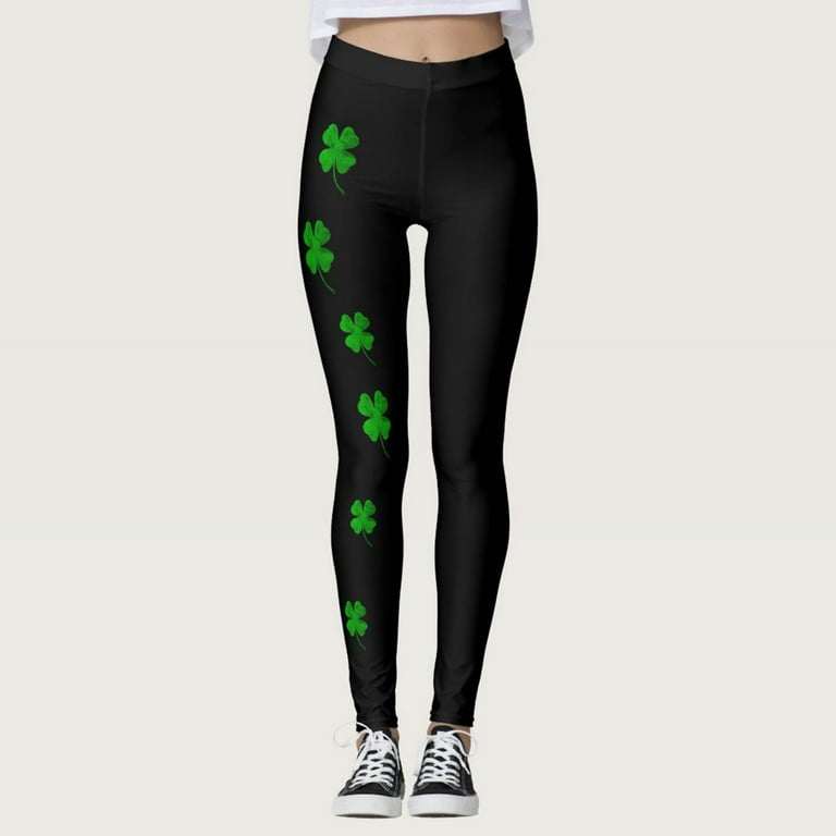 Womens Jogging Shorts for Thick Thighs Women's Paddystripes Good Luck Green  Pants Print Leggings Pants For Yoga Running Pilates Gym 