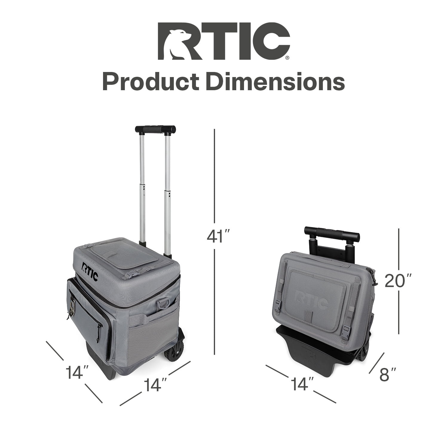 RTIC 40-Can, 21 Qt, Collapsible Wheeled Cooler with Bottle Opener, Smoke