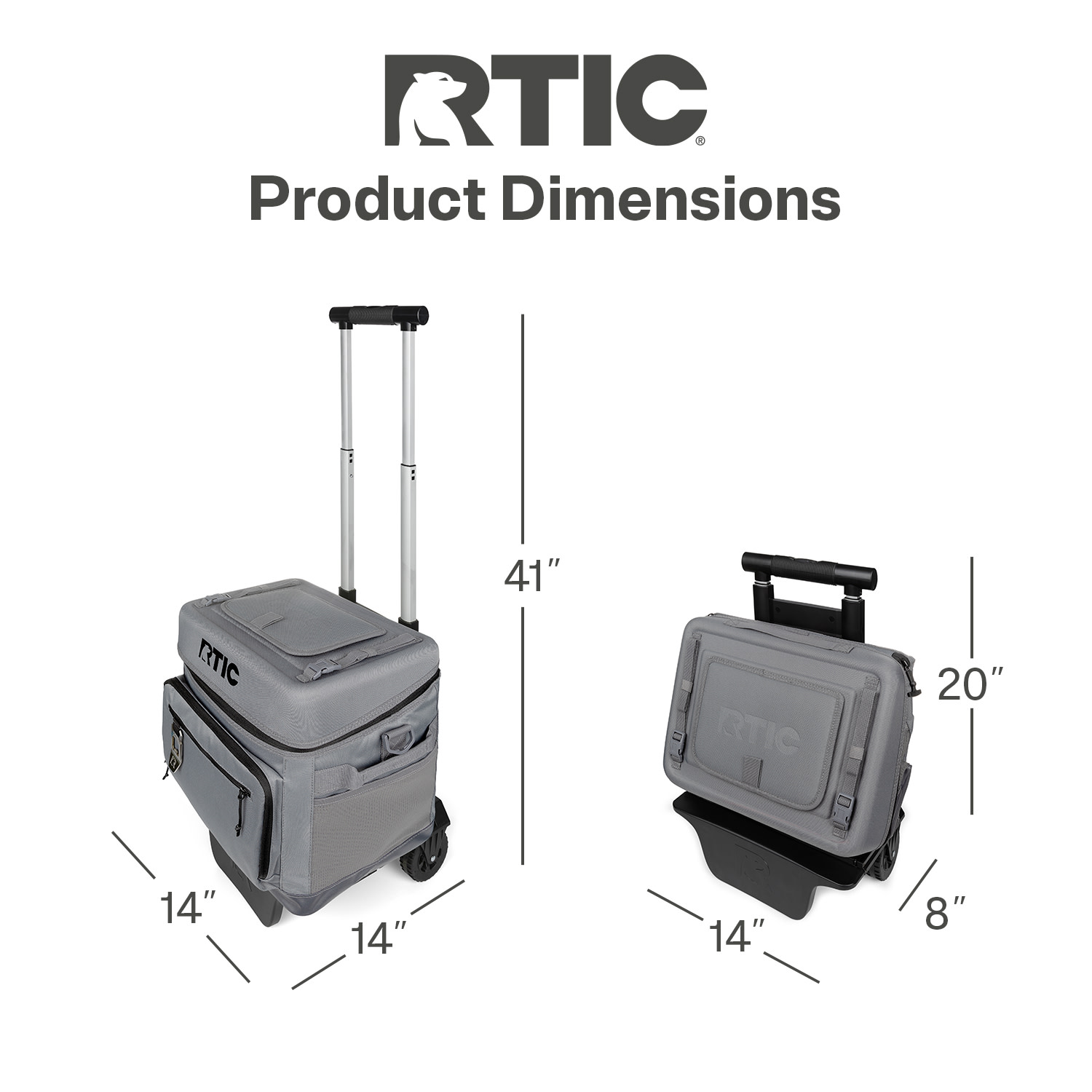 RTIC Hielera Plegable con Ruedas para 40 Latas, 21 Qt, con Destapador, Ahumado 4