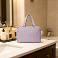 thumbnail image 6 of Toiletry Bag, Large Travel Makeup Bag with 4 Fold Compartments, Waterproof Cosmetic Organizer with Transparent Pockets for Toiletries and Brushes, 6 of 9