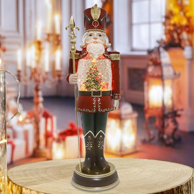 Caja de música Cascanueces navideña, adorno navideño, colección, luz nocturna artesanal, decoración para el hogar, figura de Cascanueces, decoración