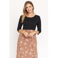 thumbnail image 6 of Black 3/4 Sleeve Contrast Vintage Caramel Floral Maxi Dress, 6 of 6