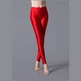 thumbnail image 1 of Women Shiny Pant Leggings Leggings Solid Color Fluorescent Spandex Elasticity, 1 of 7