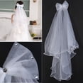 thumbnail image 5 of EeaseCA Flower Girl Veils Two Layers White Wedding Communion Hair Wreath (Ivory), 5 of 5