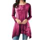 thumbnail image 1 of Camiseta informal con dobladillo irregular y cuello alto estampado de manga larga y cuello redondo para mujer Pompotops  gfhjh16886, 1 of 5