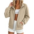 thumbnail image 2 of Paiwinds Women's Full Zip Jackets Stand Collar Long Sleeve Cropped Athletic Track Jackets Slim Fit Mid-Weight for Sporty Casual Athleisure, 2 of 5