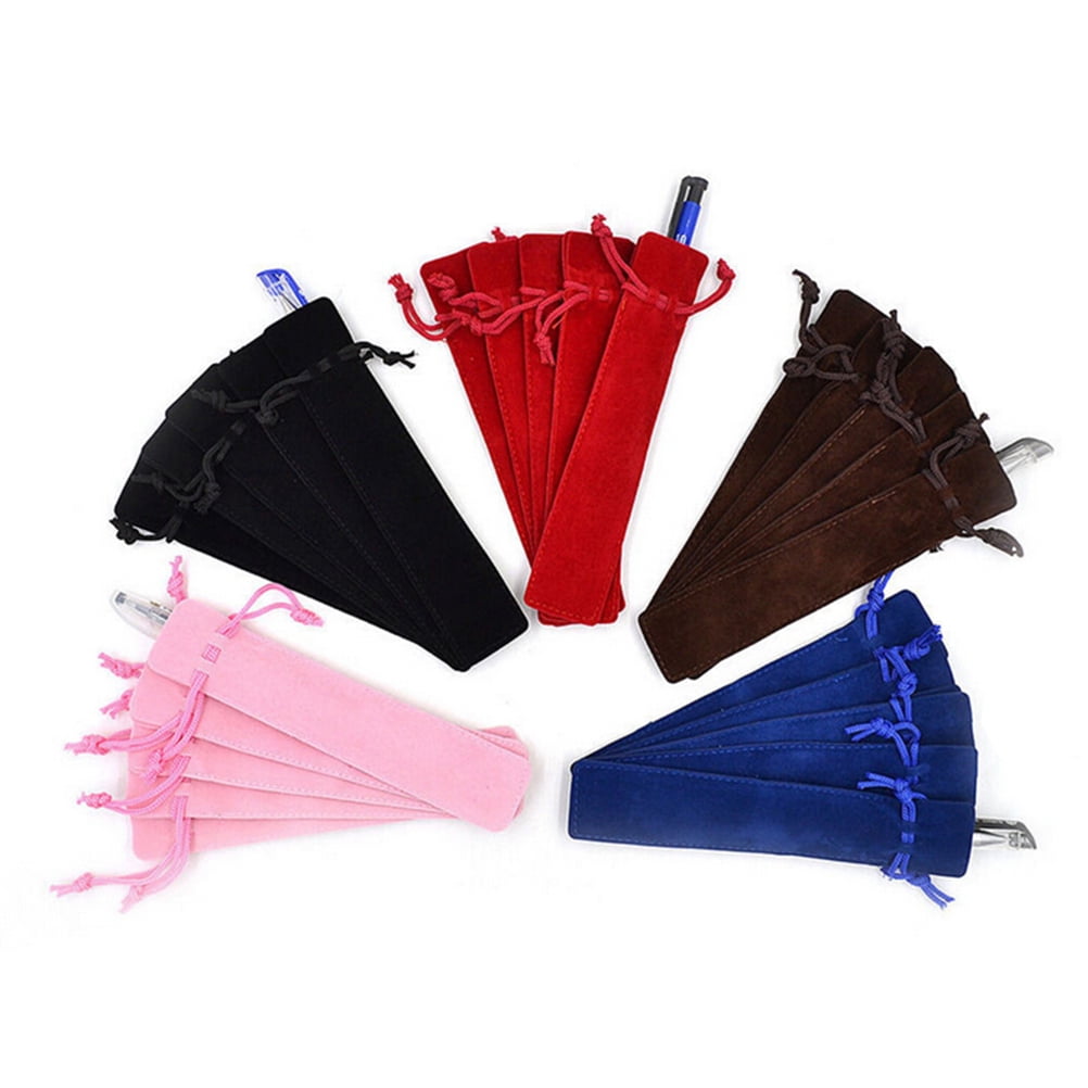 5x Velvet Pen Pouch Sleeve Holder Single Pen Bag Case Pencil Bag Drawstring-Bag 