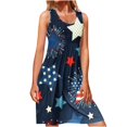 thumbnail image 2 of Wycnly Formal Dresses for Women Independence Day Fashion High Waist Pleated Swing Patriotic Tank Mini Dresses Sleeveless Round Neck Star Print 2024 Summer Short Dress Dark Blue s, 2 of 4